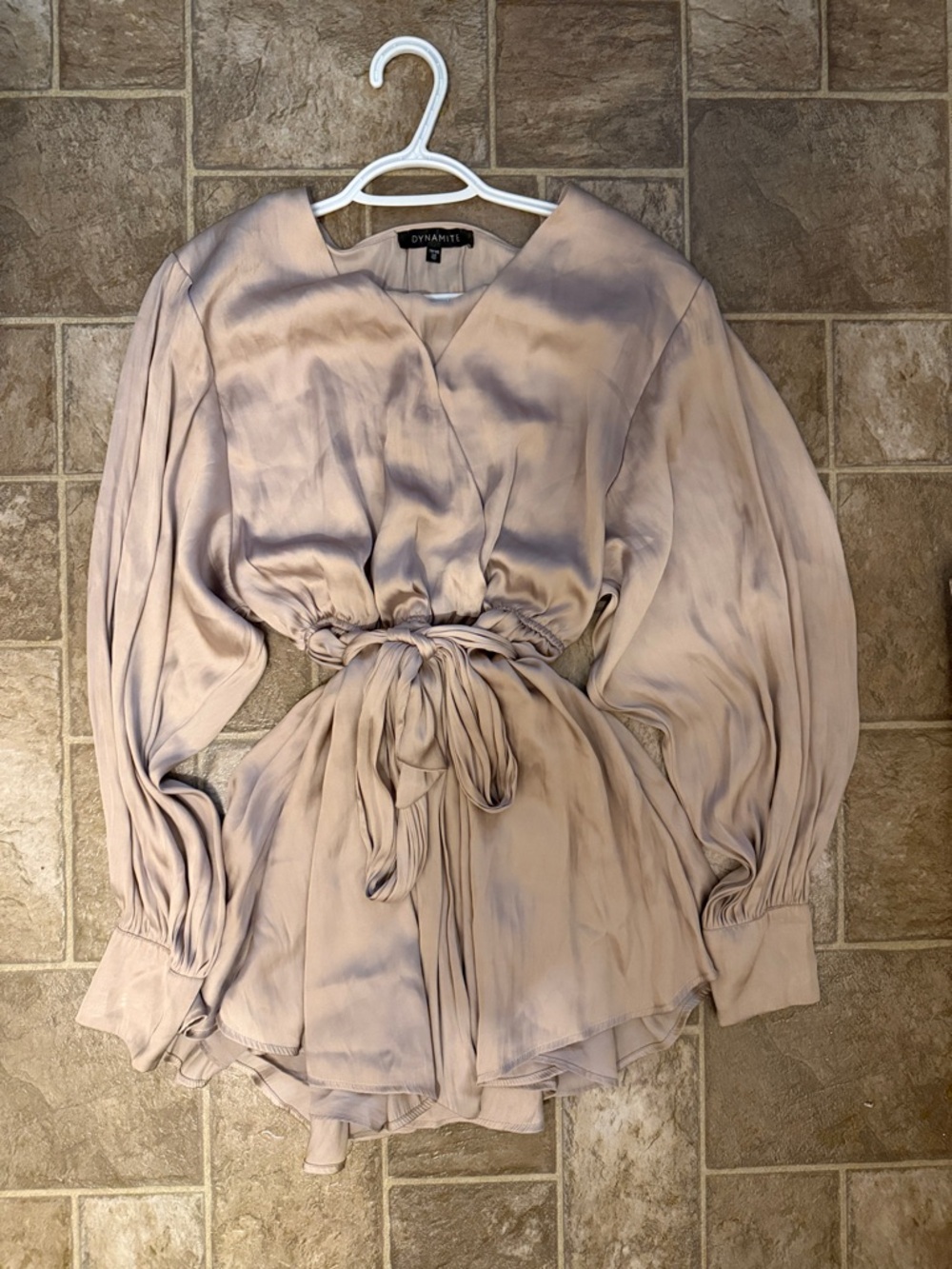 Dynamite Lavender Satin Tie-Front romper dress